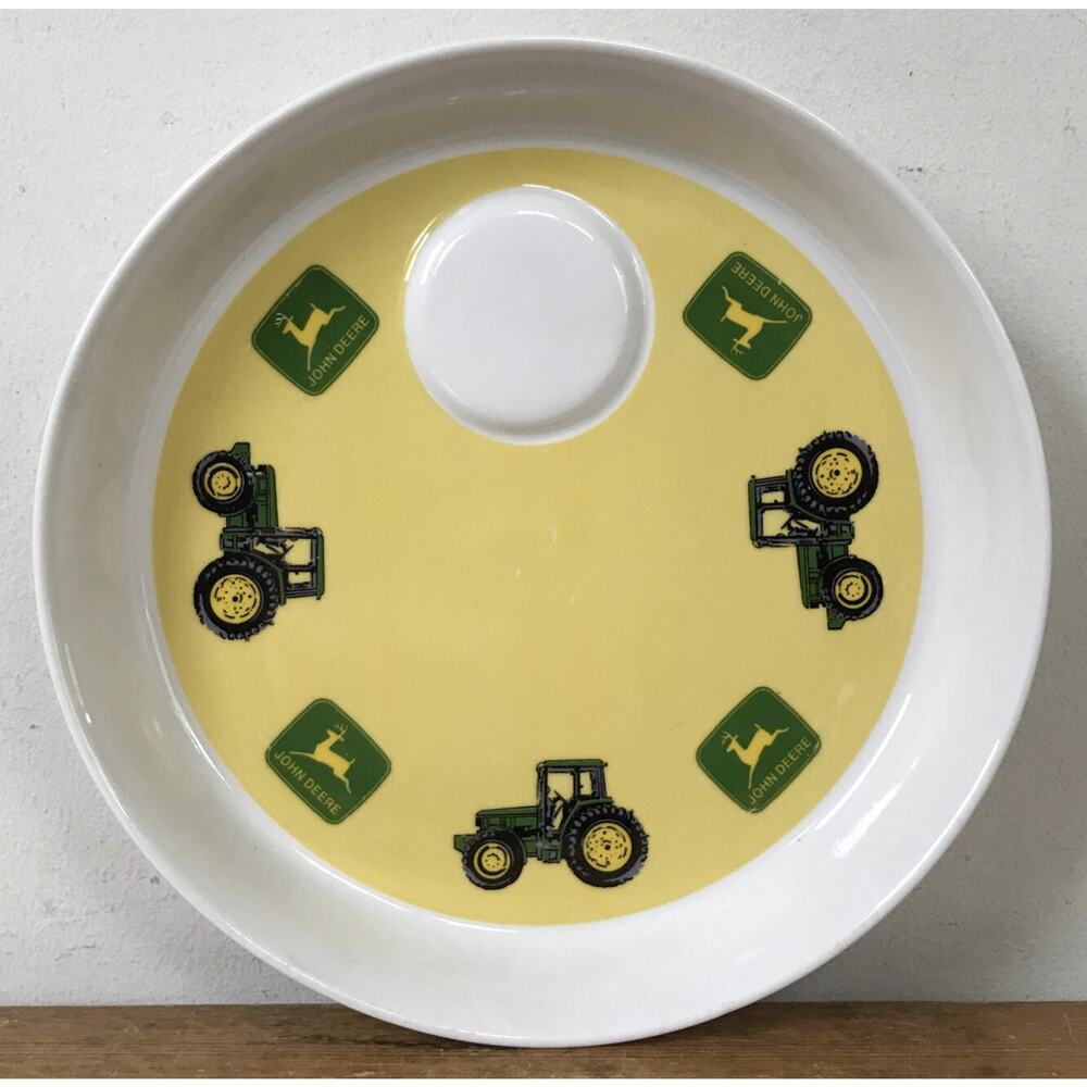 Vintage 90s John Deere Tractor Gibson Chip Dip Serving Plate Platter Dish 9.25“